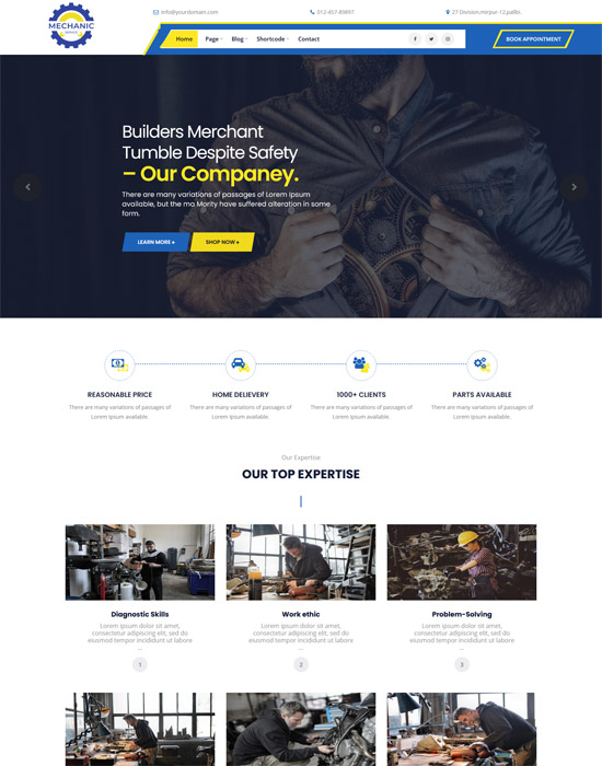 Free WordPress template for car rental business