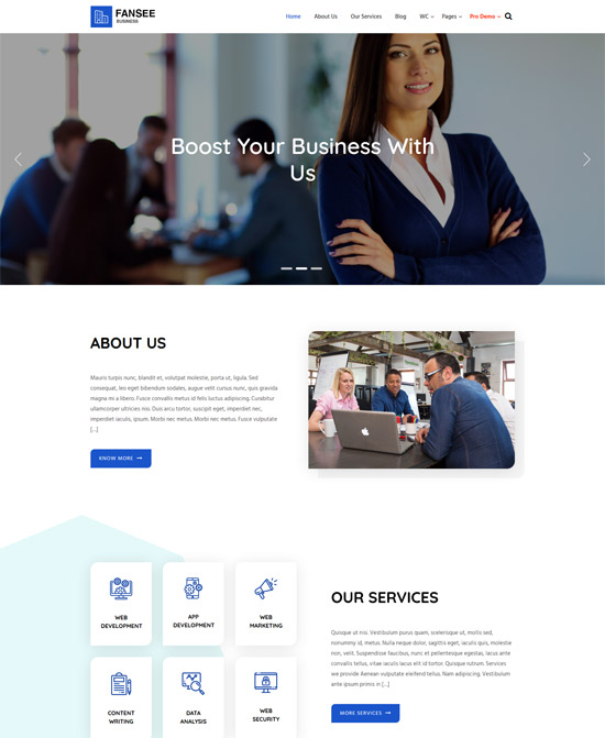 Corporate website themes