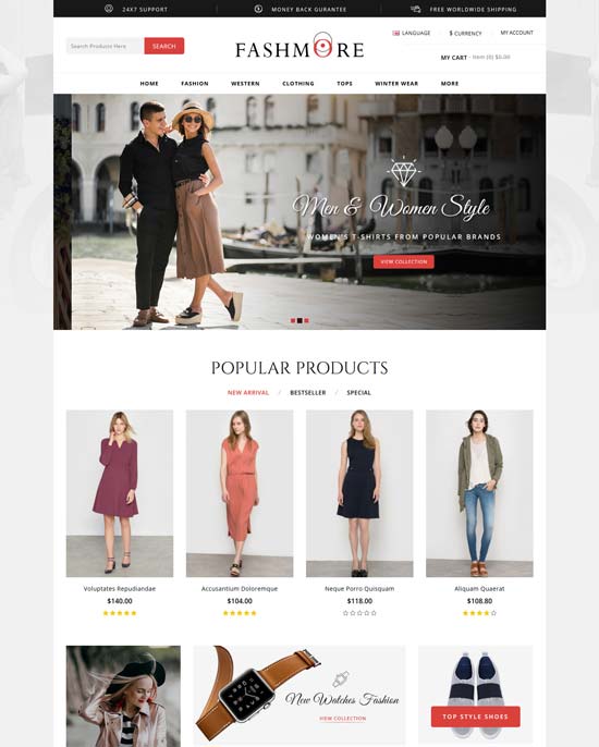 fashmore unique fashion opencart theme