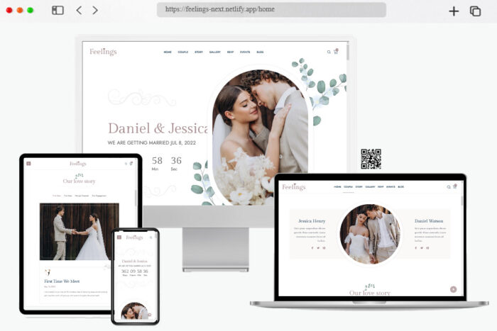 feelings modern wedding website template