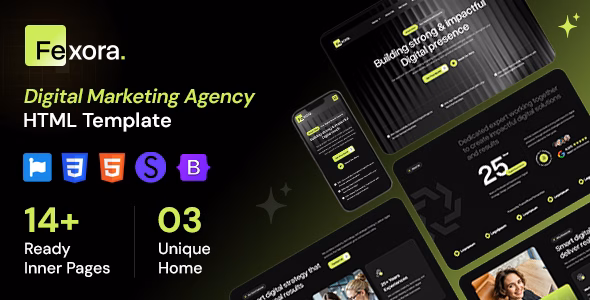 Fexora - Digital Marketing Agency HTML Template WordPress theme
