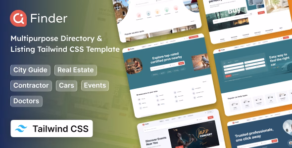 Finder - Multipurpose Tailwind CSS 4 Directory & Listing HTML Template WordPress theme