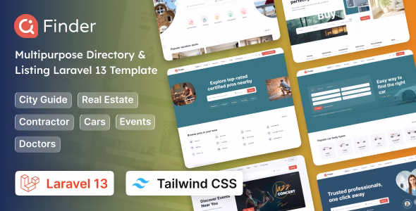 Finder - Multipurpose Tailwind CSS 4 Directory & Listing Laravel 13 Template WordPress theme