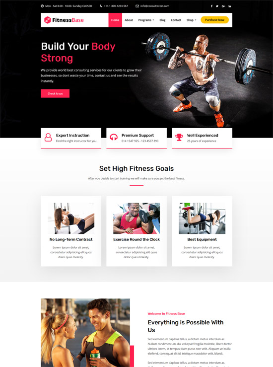 Free WordPress theme with workout tracking