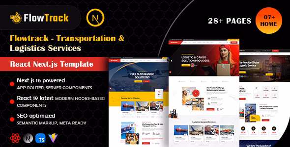 Flowtrack – Transportation, Logistics & Cargo React Next.js Template WordPress theme