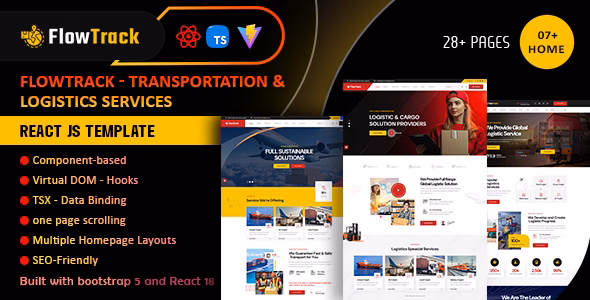 Flowtrack - Transportation & Logistics Services React JS Template WordPress theme