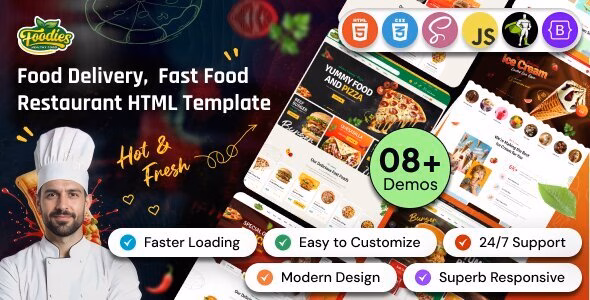 Foodies – Restaurant & Fast Food HTML Template Multipurpose WordPress theme