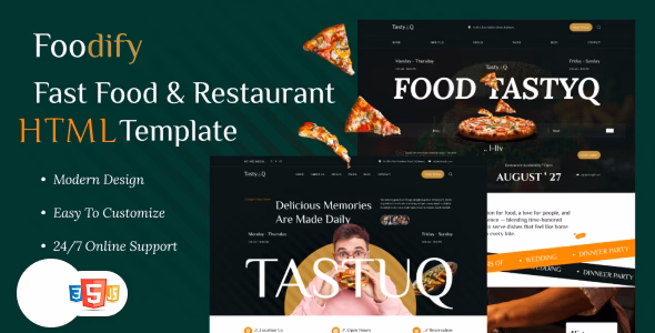 Foodify – Fast Food & Restaurant HTML Template WordPress theme
