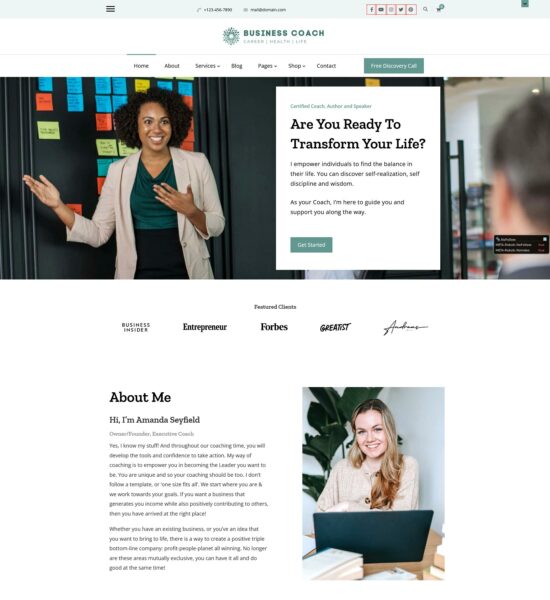 free business coach wordpress theme