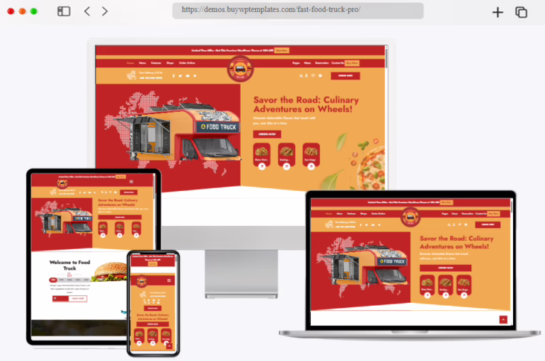 free fast food truck responsive wordpress theme