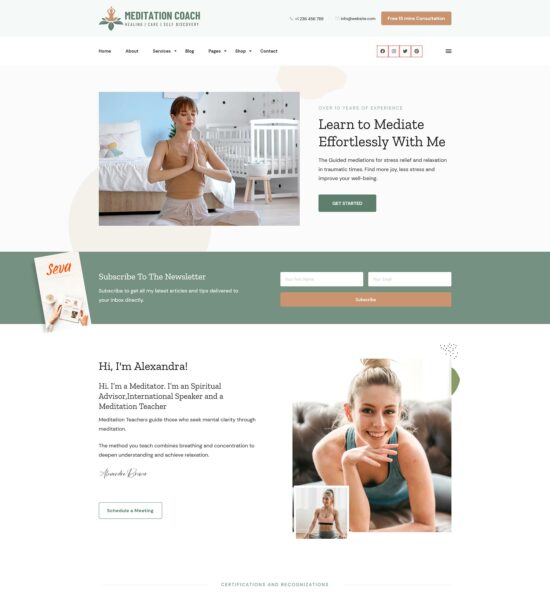 free meditation coach wordpress