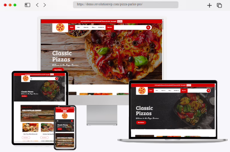 free pizza parlor wordpress theme