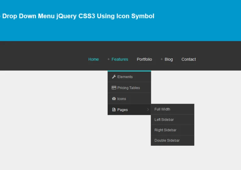 Free Responsive Drop Down Menu jQuery CSS3 Using Icon Symbol