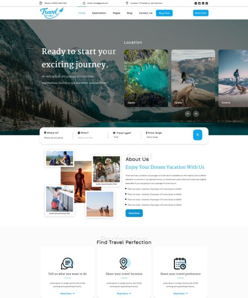 free tour travel agent wordpress theme