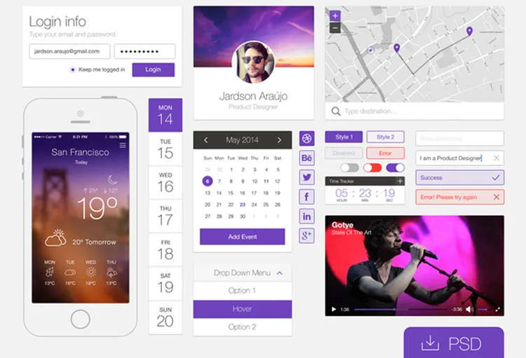 Free UI Kits Web Graphics PSD File Download