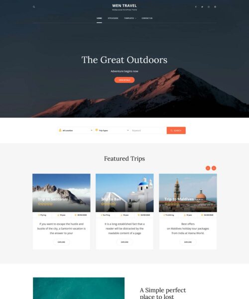 free wen travel wordpress