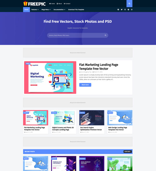 freepic Blogger templates with drag-and-drop editors