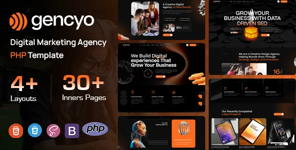 Gencyo - Digital Marketing Agency PHP Template WordPress theme