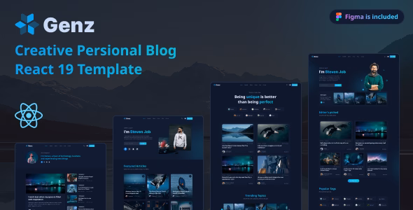Genz - Creative Personal Blog Portfolio React Template WordPress theme