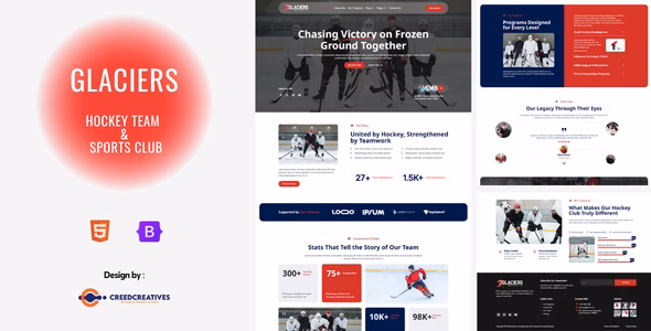 Glaciers - Hockey Team & Sports Club HTML Template WordPress theme