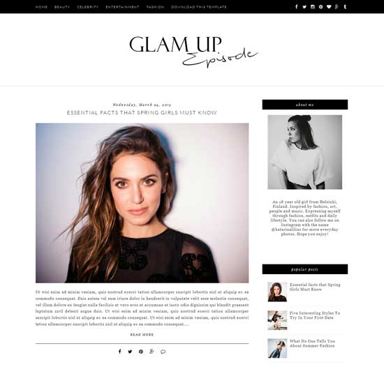 Glam Up free blogger theme