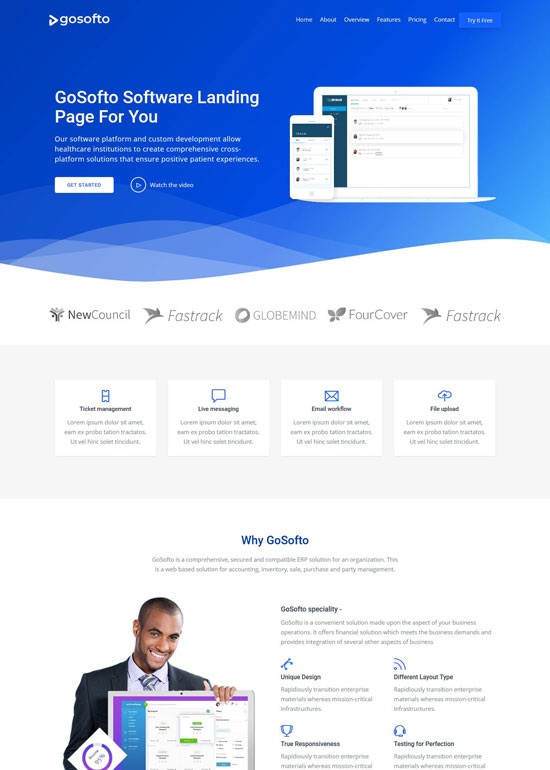 gosofto software landing page html template