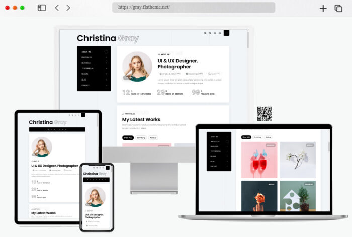 gray personal vcard portfolio template