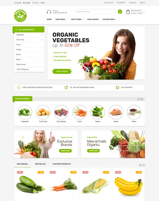 greenfarm organic food prestashop theme