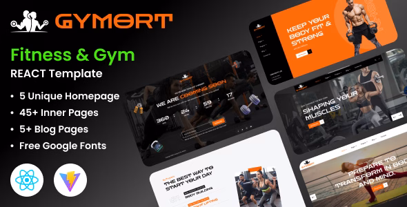 Gymort - Fitness & Gym Workout React Template WordPress theme