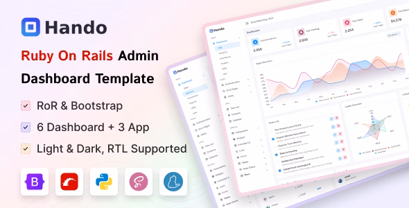 Hando - Ruby on Rails Admin & Dashboard Template WordPress theme
