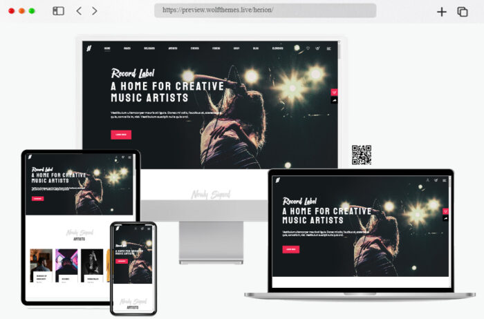 herion wordpress theme music industry