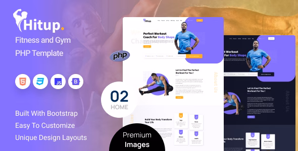 Hitup - Fitness and Gym PHP Template WordPress theme