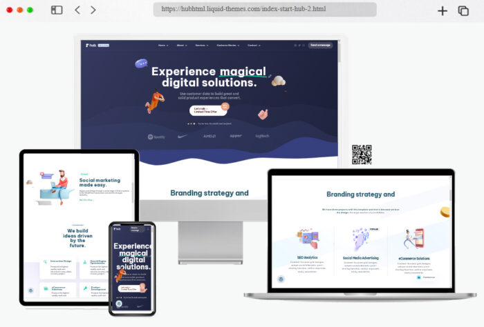 hub one page web template