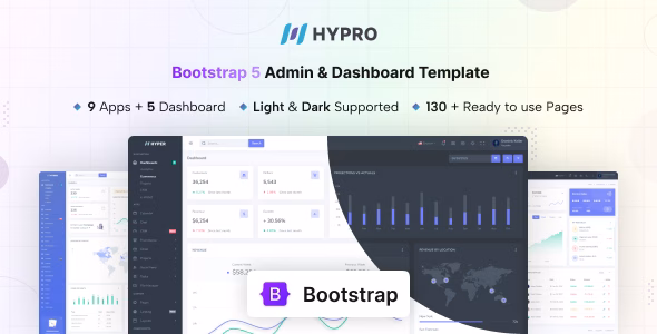 Hypro - Admin & Dashboard Template (Dark/Light) WordPress theme