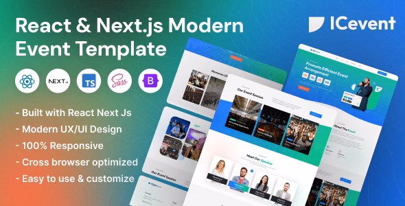 ICevent – Modern Event React Next.js Template WordPress theme