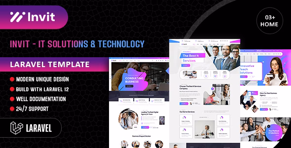 Invit - IT Solutions & Technology Laravel Template WordPress theme