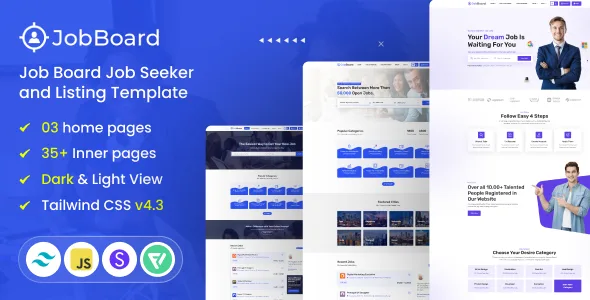 JobBoard - Job Board Job Seeker and Listing Tailwind CSS Template WordPress theme