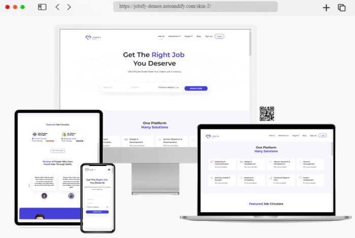 Jobify WordPress theme showcasing a professional job board