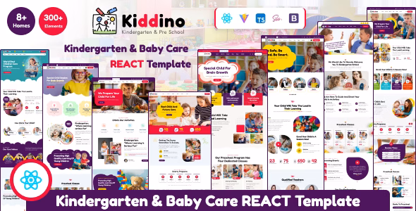 Kiddino – Kids, School & Kindergarten React JS Template WordPress theme
