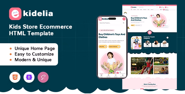 Kidelia - Kids Store Ecommerce HTML Template WordPress theme