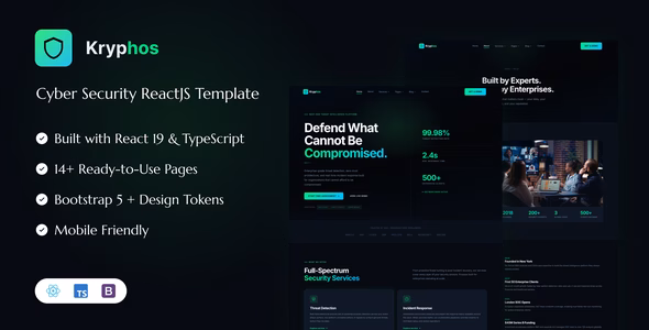 Kryphos - Cyber Security React Template WordPress theme