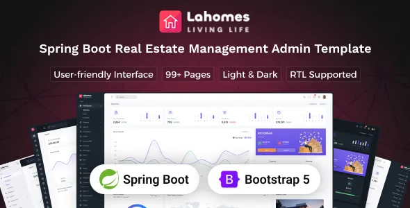 Lahomes - Spring Boot Real Estate Management Admin & Dashboard Template WordPress theme