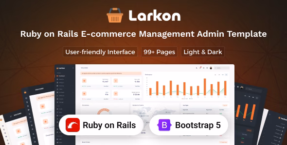 Larkon - Ruby on Rails Ecommerce Management Admin & Dashboard Template WordPress theme