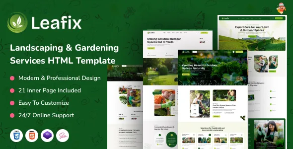 Leafix – Landscaping & Gardening Services HTML Template WordPress theme