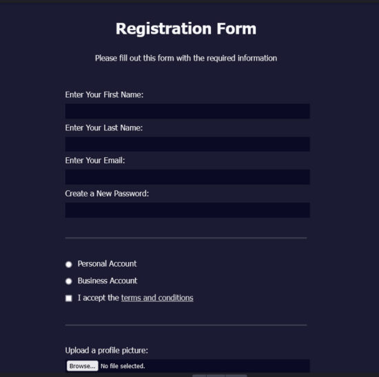 learn html forms by building a registration form