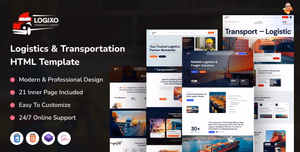Logixo – Logistics & Transportation HTML Template WordPress theme