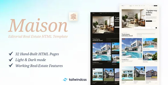 Maison - Editorial Luxury HTML Real Estate Template WordPress theme