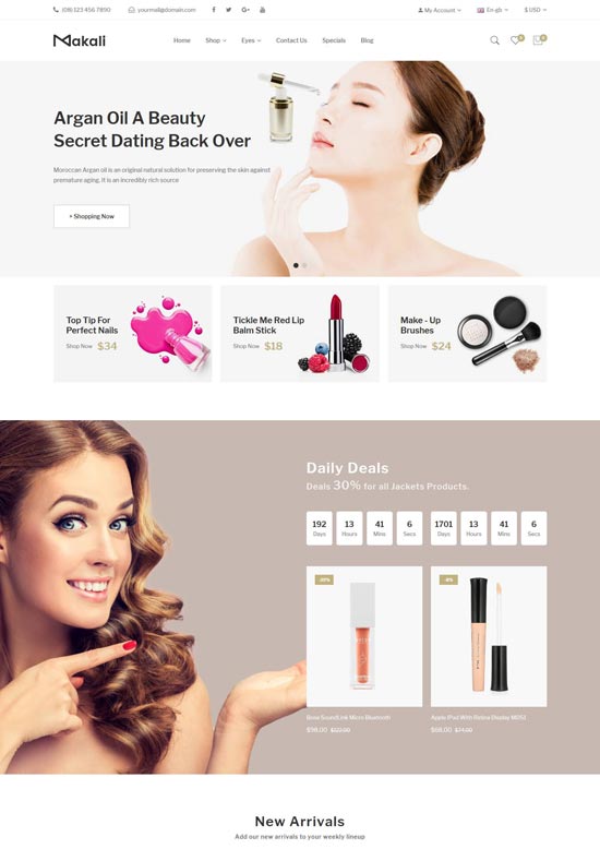 makali cosmetics beauty opencart theme