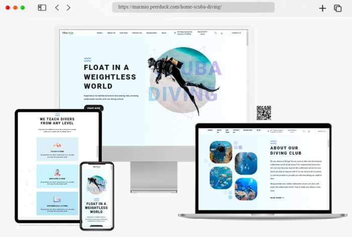 marinio surfing scuba diving wordpress theme