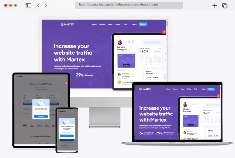 martex tailwind css landing template